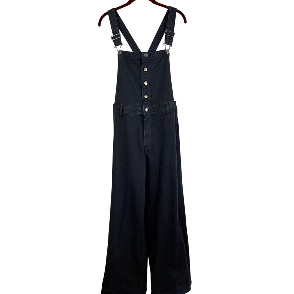 Universal Thread Black Wide-Leg Overalls Jumpsuit with Button Front